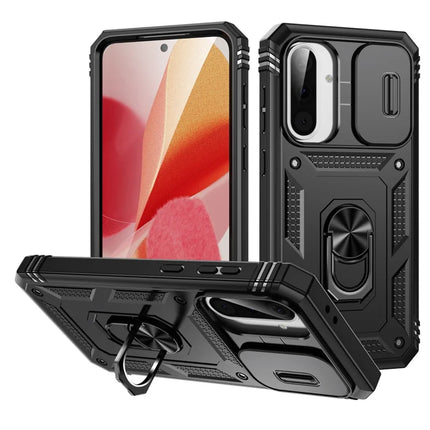 For 	Samsung Galaxy A56 5G Case TPU+PC Slide Camshield Kickstand Phone Cover - Black