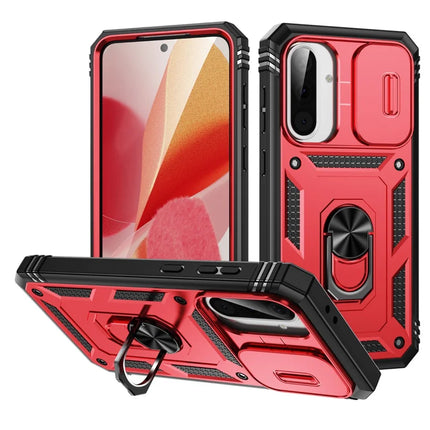 For 	Samsung Galaxy A56 5G Case TPU+PC Slide Camshield Kickstand Phone Cover - Red  /  Black