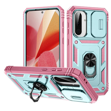 For 	Samsung Galaxy A56 5G Case TPU+PC Slide Camshield Kickstand Phone Cover - Green  /  Pink
