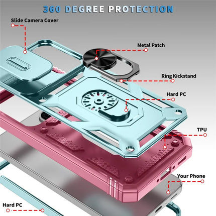 For 	Samsung Galaxy A56 5G Case TPU+PC Slide Camshield Kickstand Phone Cover