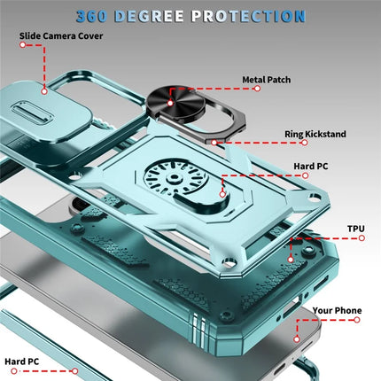 For 	Samsung Galaxy A56 5G Case TPU+PC Slide Camshield Kickstand Phone Cover
