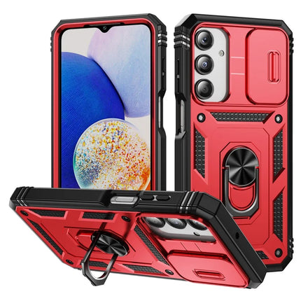 For Samsung Galaxy A26 5G Case TPU+PC Slide Camshield Kickstand Phone Cover - Red / Black