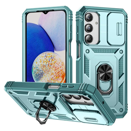 For Samsung Galaxy A26 5G Case TPU+PC Slide Camshield Kickstand Phone Cover - Green