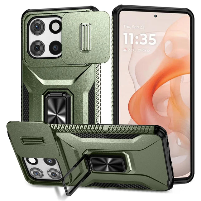 For Motorola Moto G 5G (2025) Case Camshield Kickstand TPU+PC Anti-Slip Phone Cover - Green