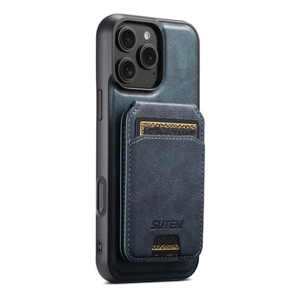 SUTENI G3 For iPhone 16 Pro Case Compatible with MagSafe Waxy Texture 360° Rotating Kickstand Leather Phone Back Cover