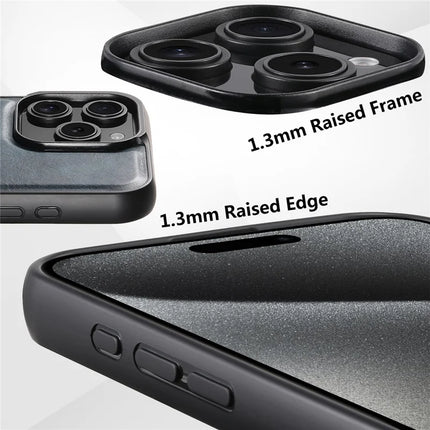 SUTENI G3 For iPhone 16 Pro Max Case Compatible with MagSafe Waxy Texture 360° Rotating Kickstand Leather Phone Back Cover