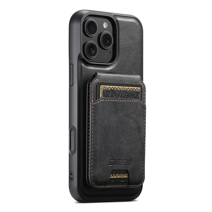 SUTENI G3 For iPhone 16 Pro Max Case Compatible with MagSafe Waxy Texture 360° Rotating Kickstand Leather Phone Back Cover