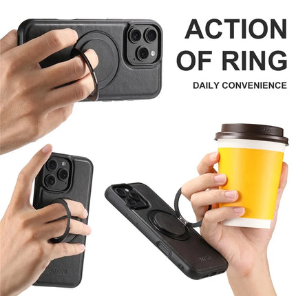 SUTENI G3 For iPhone 16 Pro Max Case Compatible with MagSafe Waxy Texture 360° Rotating Kickstand Leather Phone Back Cover