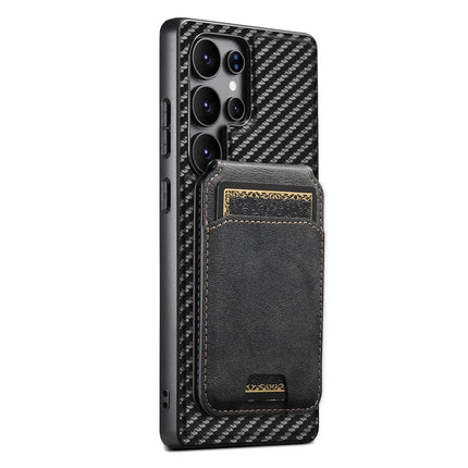 SUTENI G3 For Samsung Galaxy S22 Ultra 5G Magnetic Case 360 Degree Rotating Kickstand Carbon Fiber Texture PU Phone Back Cover