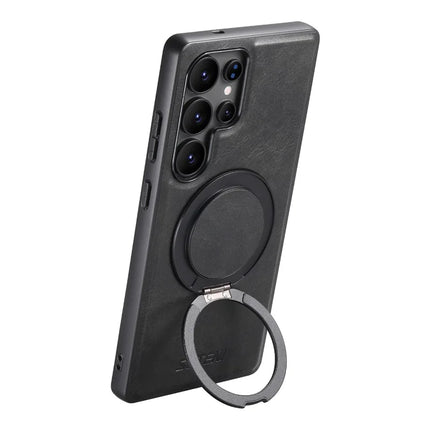 SUTENI G3 For Samsung Galaxy S22 Ultra 5G Case Compatible with MagSafe Waxy Texture Rotating Kickstand Leather Phone Back Cover