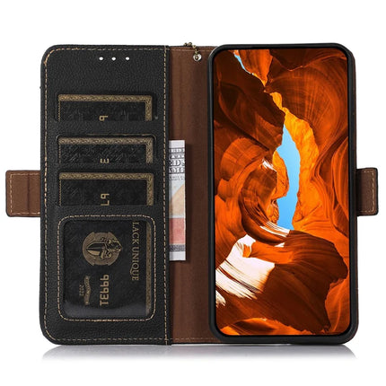 For iPhone 16e Wallet Case RFID Blocking Genuine Cow Leather Phone Cover