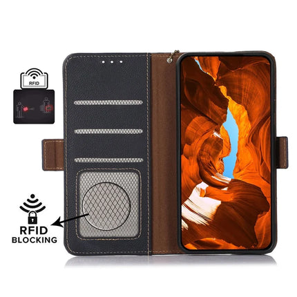 For iPhone 16e Wallet Case RFID Blocking Genuine Cow Leather Phone Cover