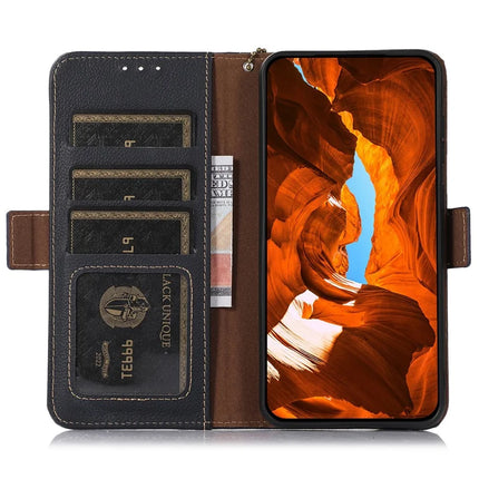 For iPhone 16e Wallet Case RFID Blocking Genuine Cow Leather Phone Cover