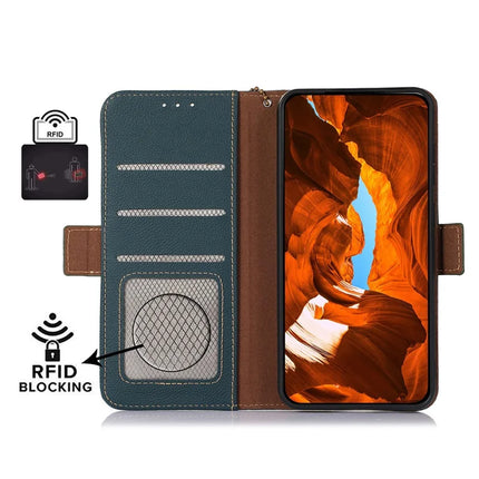 For iPhone 16e Wallet Case RFID Blocking Genuine Cow Leather Phone Cover
