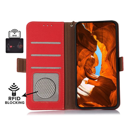 For iPhone 16e Wallet Case RFID Blocking Genuine Cow Leather Phone Cover