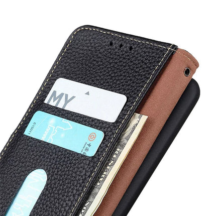 KHAZNEH For iPhone 16e Case Genuine Cow Leather Flip Phone Cover