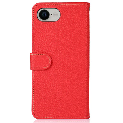 KHAZNEH For iPhone 16e Case Genuine Cow Leather Flip Phone Cover