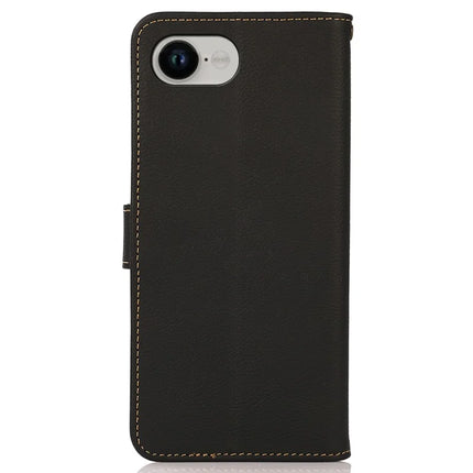 KHAZNEH for iPhone 16e Case Genuine Cow Leather Wallet Phone Cover