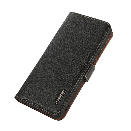 KHAZNEH For iPhone 16e Phone Case Genuine Cow Leather Cover RFID Blocking