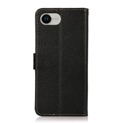 KHAZNEH For iPhone 16e Phone Case Genuine Cow Leather Cover RFID Blocking