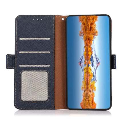 KHAZNEH For iPhone 16e Phone Case Genuine Cow Leather Cover RFID Blocking