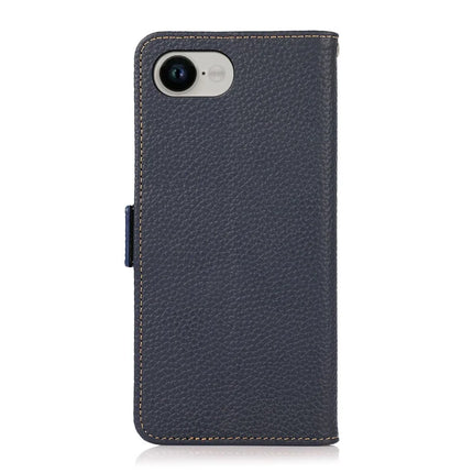 KHAZNEH For iPhone 16e Phone Case Genuine Cow Leather Cover RFID Blocking