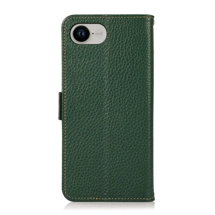 KHAZNEH For iPhone 16e Phone Case Genuine Cow Leather Cover RFID Blocking
