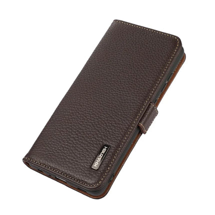 KHAZNEH For iPhone 16e Phone Case Genuine Cow Leather Cover RFID Blocking