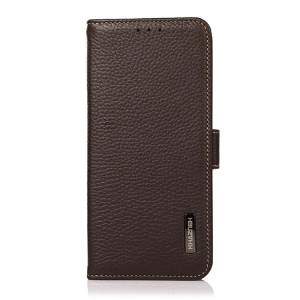 KHAZNEH For iPhone 16e Phone Case Genuine Cow Leather Cover RFID Blocking