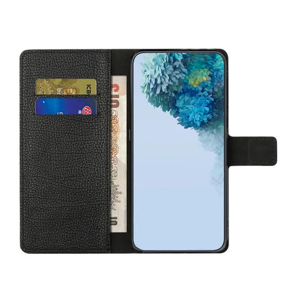 For iPhone 16e Case PU Leather Wallet Phone Cover Litchi Texture, Black