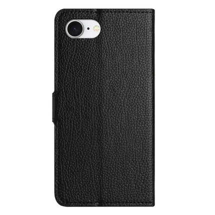 For iPhone 16e Case PU Leather Wallet Phone Cover Litchi Texture, Black