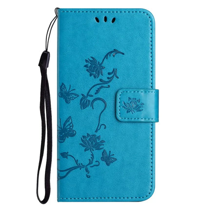 For iPhone 16e Case Wallet Stand Imprinted Butterfly Flower PU Leather Phone Cover