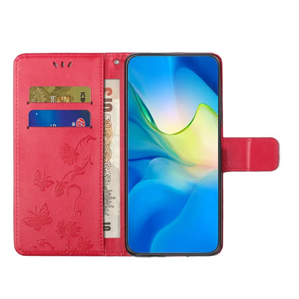 For iPhone 16e Case Wallet Stand Imprinted Butterfly Flower PU Leather Phone Cover