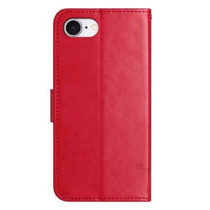 For iPhone 16e Case Wallet Stand Imprinted Butterfly Flower PU Leather Phone Cover
