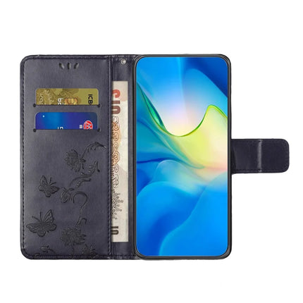 For iPhone 16e Case Wallet Stand Imprinted Butterfly Flower PU Leather Phone Cover