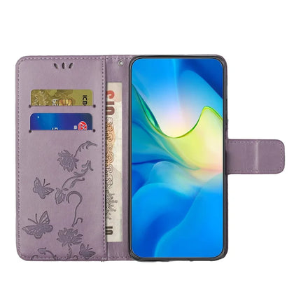For iPhone 16e Case Wallet Stand Imprinted Butterfly Flower PU Leather Phone Cover