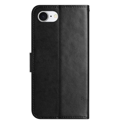 For iPhone 16e Case Wallet Stand Imprinted Butterfly Flower PU Leather Phone Cover