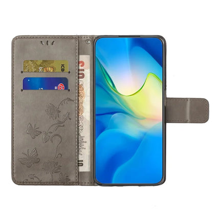 For iPhone 16e Case Wallet Stand Imprinted Butterfly Flower PU Leather Phone Cover