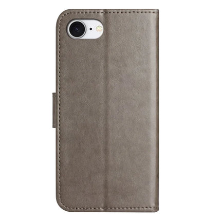 For iPhone 16e Case Wallet Stand Imprinted Butterfly Flower PU Leather Phone Cover