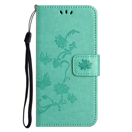 For iPhone 16e Case Wallet Stand Imprinted Butterfly Flower PU Leather Phone Cover