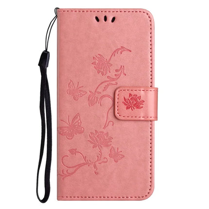 For iPhone 16e Case Wallet Stand Imprinted Butterfly Flower PU Leather Phone Cover