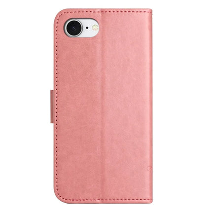 For iPhone 16e Case Wallet Stand Imprinted Butterfly Flower PU Leather Phone Cover