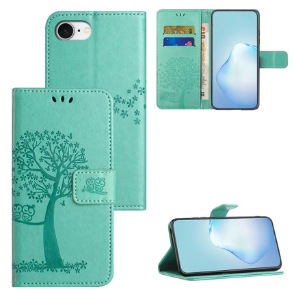 For iPhone 16e Case PU Leather Owl Tree Imprinted Wallet Phone Cover