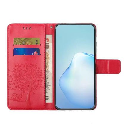 For iPhone 16e Case PU Leather Owl Tree Imprinted Wallet Phone Cover