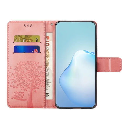 For iPhone 16e Case PU Leather Owl Tree Imprinted Wallet Phone Cover