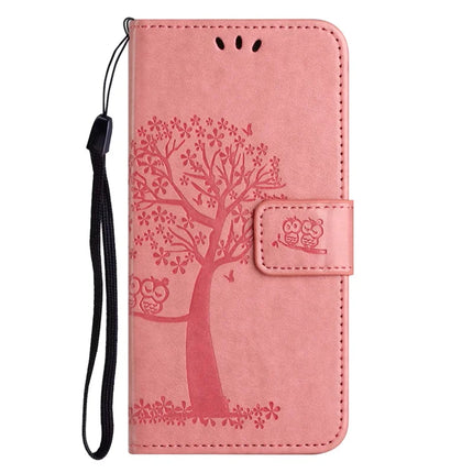 For iPhone 16e Case PU Leather Owl Tree Imprinted Wallet Phone Cover