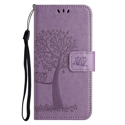 For iPhone 16e Case PU Leather Owl Tree Imprinted Wallet Phone Cover