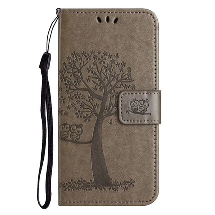 For iPhone 16e Case PU Leather Owl Tree Imprinted Wallet Phone Cover
