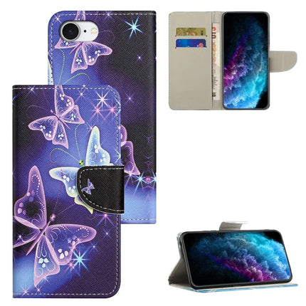 For iPhone 16e Case Pattern Printing Cross Texture Leather Phone Cover