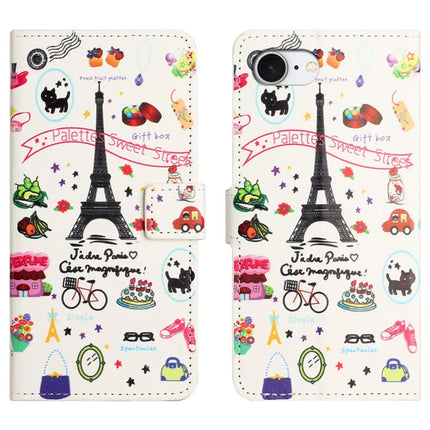 For iPhone 16e Case Pattern Print PU Leather Wallet Phone Cover - Eiffel Tower